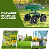 360&deg Garden Rolling Workseat with Swivel Seat and Adjustable Height 95861323