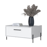 ZUN White Coffee Table with Flip-Down Door B062P252206