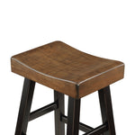 ZUN Transitional Design Counter Height Stools Set of 2pcs, Black and Brown Finish Solid Rubberwood B011P284437