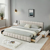 California King size Upholstered Bed ,comfortable upholstered bed frame, Chenille fabric, with W487P311316