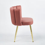 ZUN Modern PINK dining chair with iron tube golden color legs, velvet and comfortable W234P256810