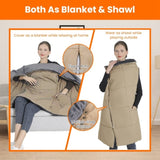 USB Heated Blanket Electric Heated Poncho Shawl Wrap Throw with Zipper Arm Holes Pocket 3 Heating 24942292