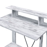 Antique White and Black Writing Desk with Upper Shelf B062P184524