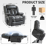 Dual Motor Infinite Position Up to 350 LBS Leatheraire Power Lift Recliner Chair, Heavy Duty Motion W1803P243552