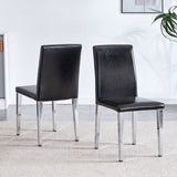 Black PU Backrest Chairs with Silver Metal Legs The Perfect Match for Minimalist and Modern Home W3226P279072