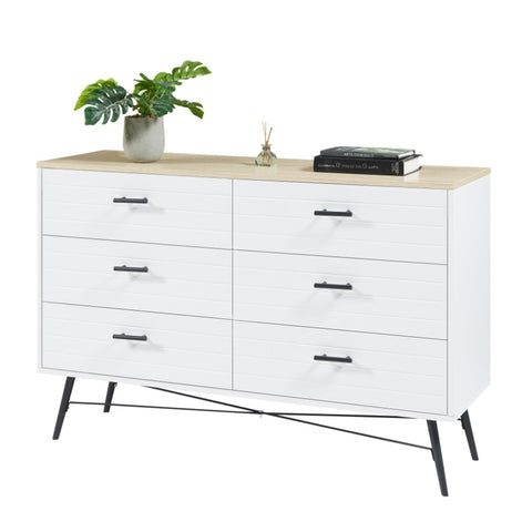 ZUN 6 Drawer Dresser for Bedroom with Deep Drawers, Wood & Chest of Drawers, Modern White Long W1820P152744