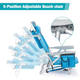 ZUN 63*65*82cm Short Oxford Cloth Silver White Aluminum Tube Bearing 100kg Beach Chair Blue 13123085