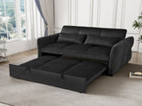 3-in-1 Pull Out Couch Bed with Reclining Backrest and Pillows Velvet material. suitable for living W2941P370580