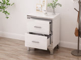 Elegant High Gloss Nightstand with Metal Handle,Mirrored Bedside Table with 2 Drawers for 20717890
