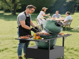 Outdoor Grill Table for Big Green Egg Style BBQ, Metal Grill Cart 2 Folding Panels, Compatible 82804364