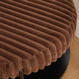 30.9"Wide Upholstered Round Ottoman Coffee Table Foot Rest with Black Metal Legs, Footstool with 28400510