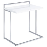 White High Gloss Rectangular Top Snack Table with Metal Legs B062P156868