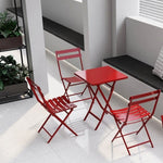 ZUN 3 Piece Patio Bistro Set of Foldable Square Table and Chairs, Red W1586P143186