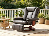 Modern Leather Swivel Recliner with Footrest, Compact Armchair 72210518