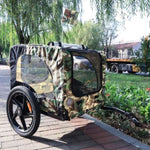 ZUN Camouflage Foldable Bicycle Trailer Bike Trailer for Camping Pet Dog Cat Luggage Carry W136458022