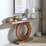 53.2in Modern Minimalist Wooden Console Table Circular Base Wooden Console Table Elegant W2729P270750