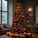 7.5 FT Artificial Christmas Tree with DIY 350 Warm White LED Lights, Hinged Xmas Pine Tree with Tree 47530637