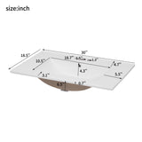 30'' Bathroom Vanity with Ceramic Sink Combo, Modern Freestanding Storage Cabinet with Gold Handles, N710P228365C