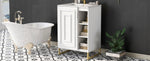 ZUN 24inch White Bathroom Vanity Sink Combo for Small Space, Modern Design with Ceramic Basin, Gold Legs WF319597AAK