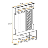 Hall Tree with Shoe Bench, Coat Rack ,Shoe Storage ,Storage Shelves and Pegboard, for Hallways, W757P148146