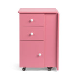 Nail Desk Folding Table, Pink MDF Manicure Station w/ 2 Drawers & 1 Door Cabinet for Nail Art Salon 58463404
