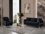 Melody Modern Contemporary Velvet Fabric Upholstered Chair made with Wood & Iron in Black B009P294760