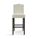 Barstools Set of 2, Counter Height Upholstered Bar Stools for Kitchen Island, Beige Rubberwood Legs N779P254675F