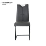 ZUN Modern Charcoal PU dining chair living room chair upholstered chair, black metal chair leg design, W210P199100