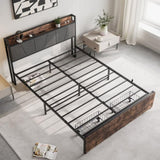Queen Size Bed Frame, Storage Headboard with Charging Station and 2 Drawers, Solid and Stable, Noise W840137808