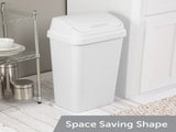 (2 pack)Kitchen Trash Can, 13 Gallon Plastic Garbage Bin with Swing Top Lid, White 08199863