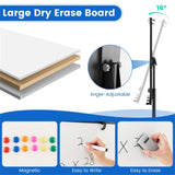 Magnetic Whiteboard,Height-Adjustable Mobile Whiteboard with Round Stand Paper Clips 84331171