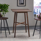 ZUN Modern Bar Height 42" Dining Table, Rubberwood Legs and Laminate Table Top, Walnut Finish, Black 65503.00WALN