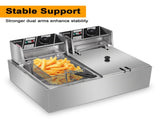 US Standard EH82 Deep Fryer, 110V, 3400W, 22.8QT/21.6L, Silver Stainless Steel, Double Tank, 85952191