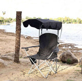 Black Camp Chairs With Shade CanopyFolding Camping Recliner With Carrying Bag 22456825