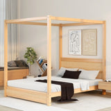 ZUN Queen Size Canopy Platform Bed with Headboard and Support Legs,Natural 12064477