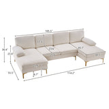 U-Shaped 4-Seat Indoor Modular Sofa Creamy-White 66522610