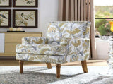 Accent Chair, Floral Armchair, Nailhead Trim, Gold and Grey Decor, Solid Wood Legs, Farmhouse W5568P445701