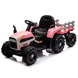 ZUN Ride on Tractor with Trailer,12V Battery Powered Electric Tractor Toy w/Remote Control,electric car W1396104248