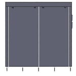 ZUN 67" Clothes Closet Portable Wardrobe Clothes Storage Rack 12 Shelves 4 Side Pockets Gray 63742682