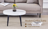 ZUN Elegant White Marble Pattern Round Coffee Table - Diameter 23.6 Inches, Exquisite Suction Molding W2920P226081