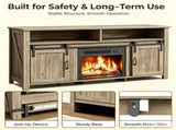 Washed Gray Finish Fireplace TV Stand, 58.07"15.35"29.92", Embossed Particle Board with Melamine 70891810