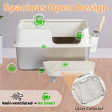 Stainless Steel Cat Box with Lid, Extra Large Pan with High Sides for Big Cats, Kitty 46653088