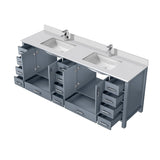 Dark Grey Double Bath Vanity 84 in. W x 22 in. D, White Quartz Top, and Faucet Set B2731P259153