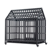 ZUN Heavy Duty Dog Cage pet Crate with Roof & window on roof 84941990