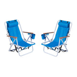 ZUN Folding Beach Chair Set of 2 for Adults, 4 Position Portable Backpack Foldable Camping Chair with 58135440