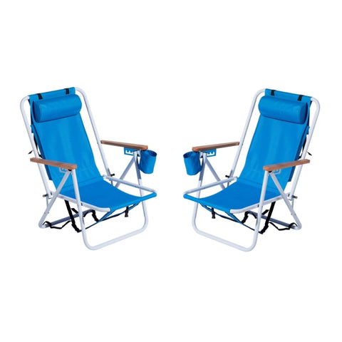 ZUN Folding Beach Chair Set of 2 for Adults, 4 Position Portable Backpack Foldable Camping Chair with 58135440