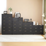 Black P2 Particle Board and Density Board Wavy Pattern Drawer Front Three-Level Four-Drawer Bedside 08161616