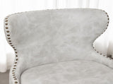 Nevis Mid-century Modern Faux Leather Tufted Nailhead Trim Barstool Set of 2, Off-White T2574P165103