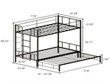 Twin Size Metal Pull-Out Bunk Bed with Guardrail and Built-In Ladder, Space-Saving Convertible Frame W1671P459794