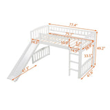 ZUN Twin size Loft Bed with Slide and Ladder, White 61401155